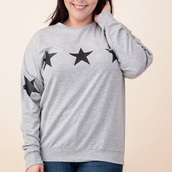 French Terry Star Pull Over Sweatshirt - Picture 1 of 8